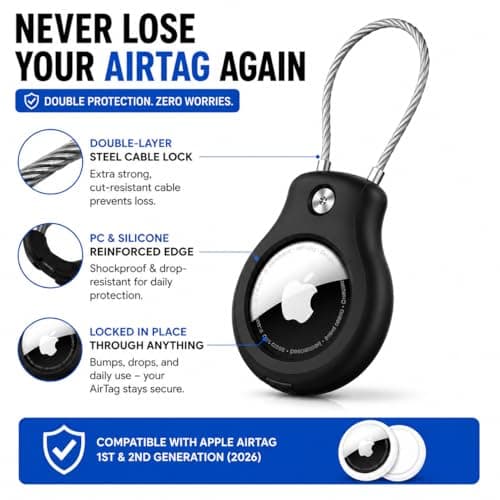 citymore for Airtag Holder 2 Pack with Wire Cable,Waterproof Secure Airtags Keyring,GPS Tracker tag,AirTag Case Accessory for Keys, Key Ring,Luggage Compatible with Apple Air tag — view 2