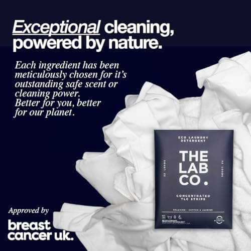 The Lab Co. Laundry Detergent Strips Washing Sheets | Eco Ultra-Concentrated | Non-Bio for Sensitive Skin | Non-Toxic Fragrance | EDC-Free | Lab-Tested | Relaxing Cotton Lavender Jasmine | 32 Loads — view 5