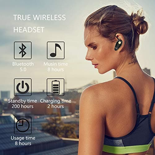 kendir Bluetooth Headset, V5.0 Ultralight Wireless Headphone Cell Phone Earpiece with Mic Headsetcase,Volume Control, Handsfree Earbud,Compatible with Android/iPhone/Smartphones/Laptop (black) — view 3