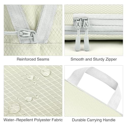 Compression Packing Cubes for Suitcases,Suitcase Organiser Bags,Travel Packing Cubes Compression Set for Backpack,Packing Organisers,Waterproof Travel Organiser Packing Bags (5, Beige) — view 4