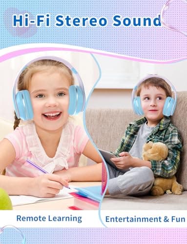 Bluetooth Kids Headphones,Wireless Kids Headphones Over Ear with Microphones,Stereo Sound ,10H Playtime,Foldable&Adjustable Children Headphones,Bluetooth 5.1 Headset for Adults School Travel (Blue) — view 4