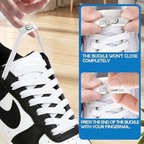 GAZIL 2 Pairs No Tie Elastic Shoe Laces White, Flat Elastic Laces with Metal Lock for Trainers, Running Walking Sneakers, Shoe Lace Adult for Sport Boots & Kids — view 6