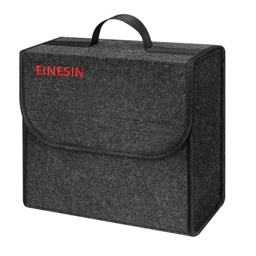 Einesin Car Boot Organiser Bag Anti Slip Foldable, Car Boot Tidy for Tools Breakdown Emergency Travel Tidy Van Caravan - Dark Grey Carpet Material - Suitable for All Vehicles (30x15x30cm)