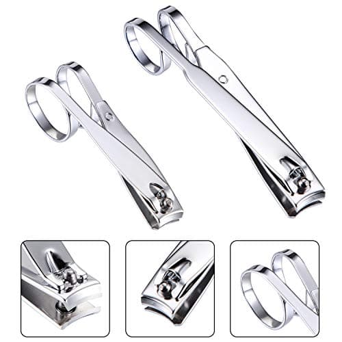 4-Pack Long Handle EZ Grip Nail Clippers Set - Sharp Stainless Steel Fingernail Toenail Trimmers for Men Women Travel Kit — view 4