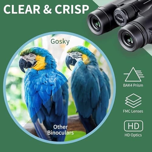 Gosky 10x42 Roof Prism HD Binoculars for Adults with Phone Adapter & Tripod — view 2