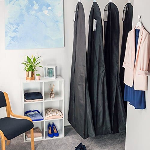 HANGERWORLD 72 Inch Black Breathable Wedding Gown Dress Garment Clothes Cover Bag with Secret Internal Zipped Pocket — view 4
