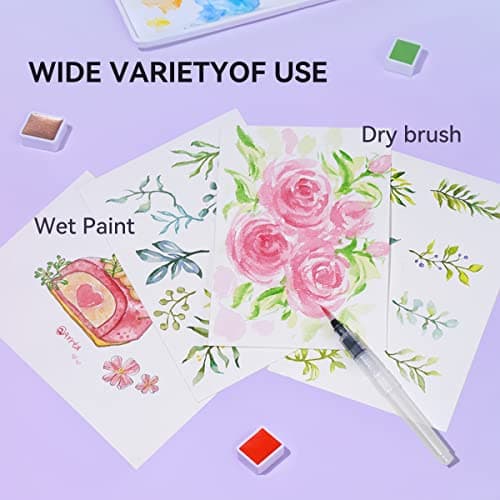 Paul Rubens MeiLiang Watercolor Paint Set, 48 Vivid Colors Incl 12 Metallic Glitter Solid Colors in Pocket Box and Watercolor Brush, Perfect as Art Gift, Suitable for Beginners, Professional — view 3