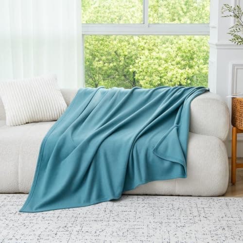 Adore Home Soft Warm Polar Fleece Blanket Large - Cosy Throw for Sofa, Bed, Travel, Car and Camping, 120x150cm, Teal — view 2