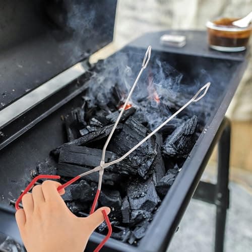 Healeved Lengthened Stainless Steel Barbecue Fireplace Tong 38cm Lightweight Strong Fire Tool for Charcoal and Garbage, for Outdoor Activities and Picnics — view 4