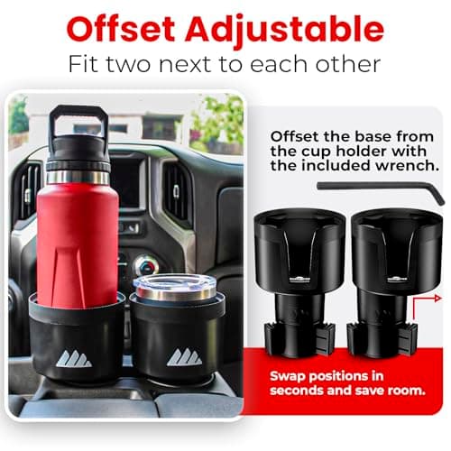 Integral Ultimate Expander Car Cup Holder Expander Adapter, Adjustable Base for Yeti Rambler Coffee Cups, 397/680/1020/1300ml Hydro Flasks, 36/38oz Bottles, 3.5-4" Bottles — view 3