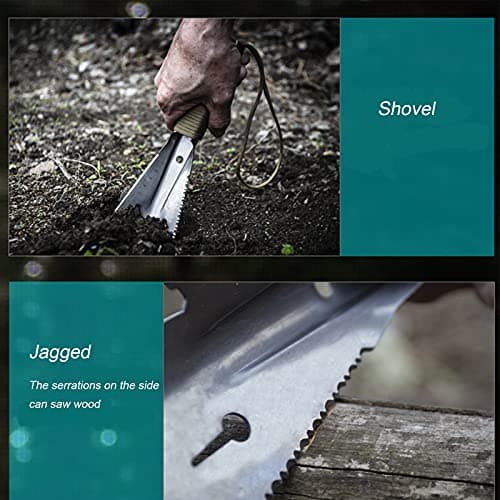 Multi Tool Survival Shovel Camping Spade Metal Scaled Hand Trowel with Paracord Handle for Outdoor Digging — view 5