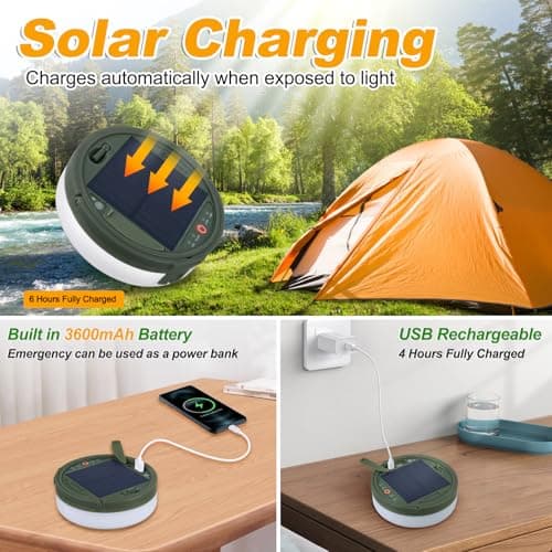 SMY Lighting 4 in 1 Solar Camping String Lights, 72.2Ft Ultra Long String with 220LEDs, Solar Powered and USB Rechargeable Light with Remote Control, Portable Camping Light for Hiking, Decorations — view 4