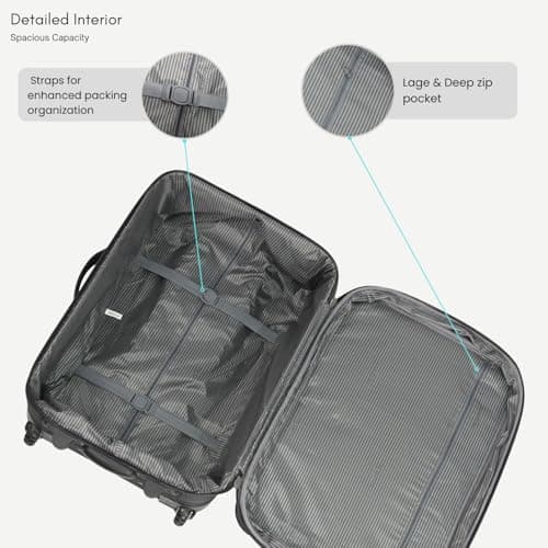 ARIANA Cabin Suitcase Lightweight Carry On Luggage Trolley Travel Bag 10Kg Hand Luggage 2 Wheels - 55x38x23cm (Black, 21" Small (Cabin Size)) — view 4