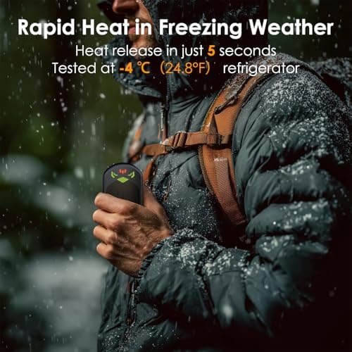 Hand Warmers 2-Pack, 2 * 3200mAh Rechargeable Hand Warmers, 3 Heat Settings, Up to 13Hrs, Ultra Thin Portable for Pocket Gloves Outdoor Sports, Winter Essentials for Men,Women. (Black-Yellow) — view 6