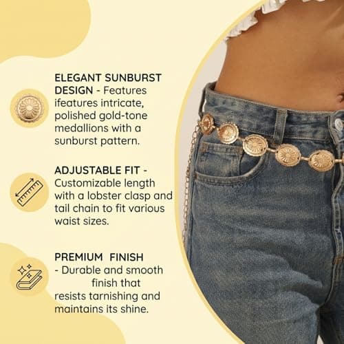 TZMFHD 3pcs Gold Chain Belt, Chain Belts for Women with Adjustable Design, Elegant Gold Waist Chain for Dresses and Jeans, Versatile Fashion Accessory for Party Wear and Daily Outfits — view 6