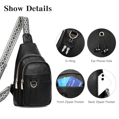 GAEKEAO Sling Bag for Women Crossbody Bags Fanny Pack Vegan Leather Chest Bag Travel Shoulder Belt Purse Gifts — view 5