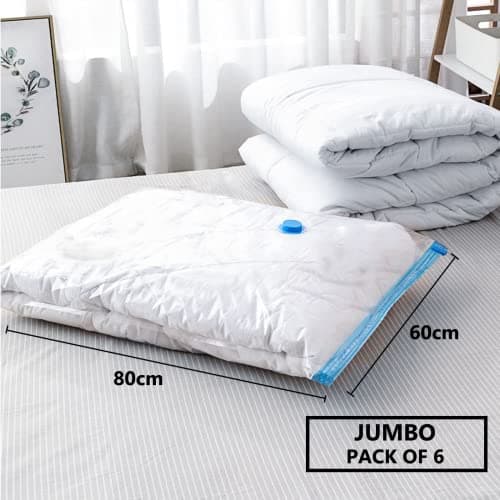 Vacuum Storage Bags Clothes - 6 Pack 80 X 60cm Reusable Clothes Storage Bags Vacuum Sealer Bags with Double Zip Seal Travel Space Saver Bags Duvets, Bedding, Quilts, Pillows — view 2