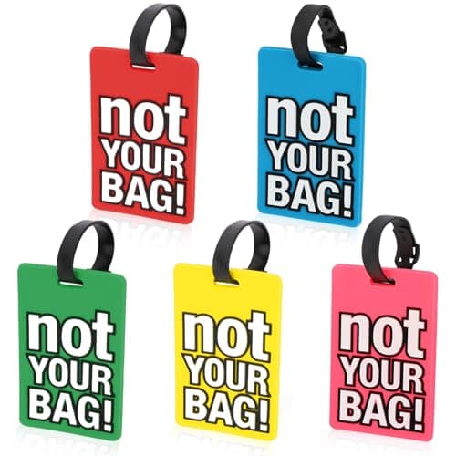 Norbiariz 5 Pack Luggage Tags Not Your Bag Funny Travel Tags Silicone Baggage Tags with Adjustable Strap for Suitcase Travel Bag