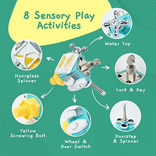 Jumble Dream Busy Cube Sensory Toys - Montessori Wooden Activity Cube Baby Toy - Travel Toddler Toys for Early Development Educational Fidget Cube for kids Autism & ADHD — view 2