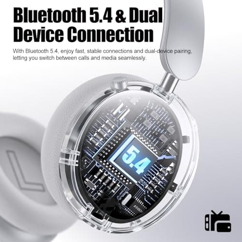 Wentronic Y06 Noise Cancelling Headphones,58H Playtime and 5 EQ Music Modes Wireless Over Ear Bluetooth Headphones with Microphone,Lossless Audio,Multipoint Connection,Foldable,Lightweight,Silver — view 5