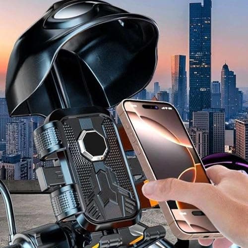 Mobile Phone Holder for Motorcycle, Anti-Vibration Clamp with Hood — view 6