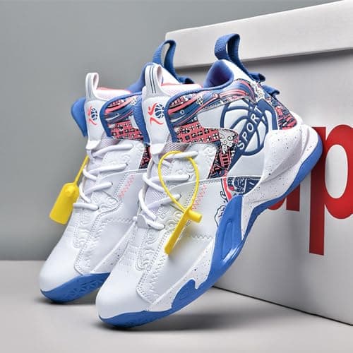 Hixingo Men's Basketball Trainers Shoes, Outdoor Trainers Sneaker Shoes Student Basketball Shoes, High Top Excellent Bouncing Training Running Shoes, Lightweight Sports Anti Slip Sport Shoes2.5-10 UK — view 3