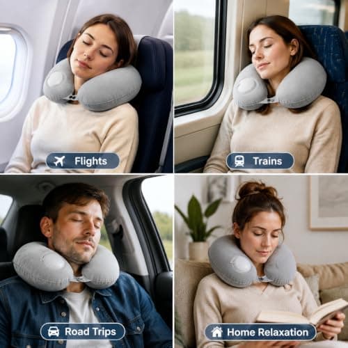 MOLICRAIN Inflatable Travel Pillow with Hand Pump, Neck Support for Flights — view 5