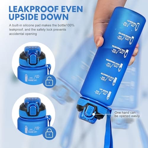 SEASEVEN Sports 1L Water Bottle with Straw for Gym,Office(Blue) — view 4