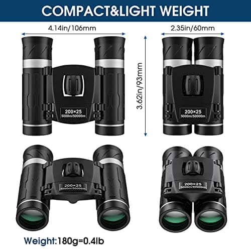 200x25 Compact Binoculars for Adults and Kids, High Powered Mini Pocket Binocular, Small Portable Binoculars Ideal Essentials for Travel, Camping, Bird Watching, Cruise, Concert, Football — view 2