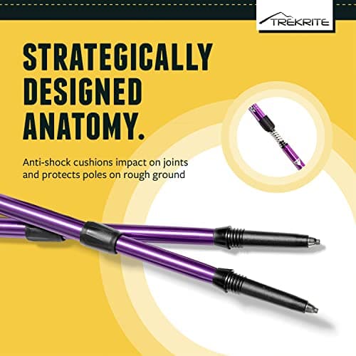 Trekrite Premium Walking Poles Set for Women, Anti Shock Adjustable Hiking Sticks for Ladies, Reliable & Strong Aluminum Trekking Poles with Accessories from a UK Based Company - Purple — view 4