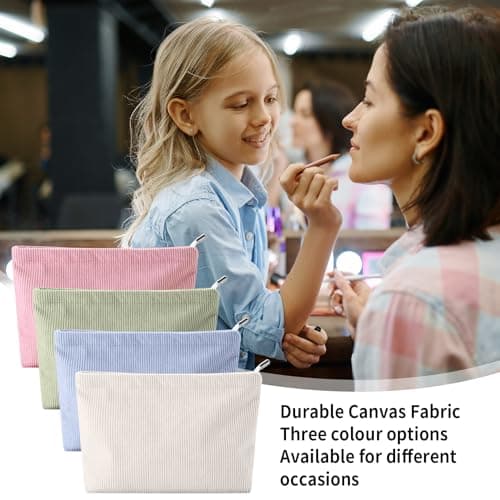 4 Pcs Cosmetic Bags for Women, Small Travel Makeup Bag for Handbag Purse, Tolletry Make Up Bags with Zipper, Corduroy Makeup Pouch for Traveling Essential, 10.24 x7.48 x2.17 — view 5