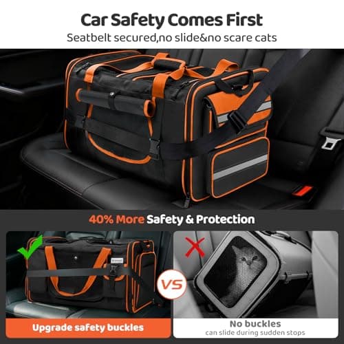 Odoland Extra Large Cat Carriers for 2 Cats Expandable — view 3