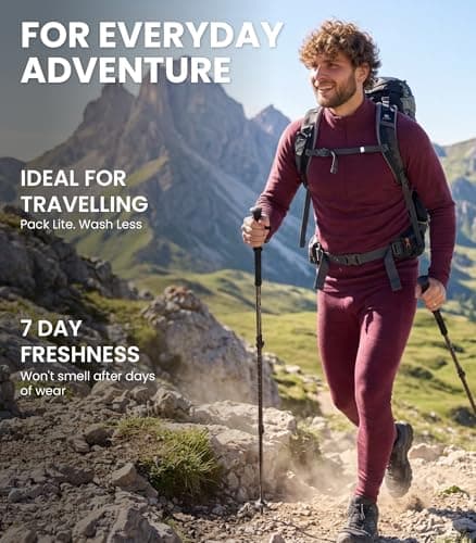 100% Merino Wool Base Layer Men Set - Thermal Underwear Mens + Hiking Socks (Medium, 250 Black Z Set) — view 5