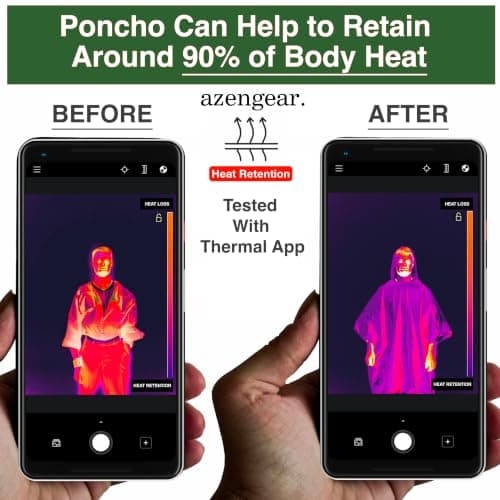 Emergency Survival Foil Poncho (4 Pack) Reversible Thermal Mylar, Green — view 4