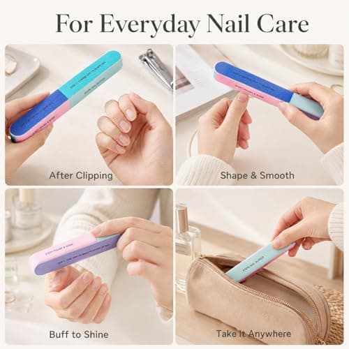 Livawnd 6 Pack 7-Way Nail File and Buffer Blocks, Multi-Grit Manicure Tools for Nail Shaping, Smoothing & Polishing, Portable Home & Travel Nail Care Set — view 5