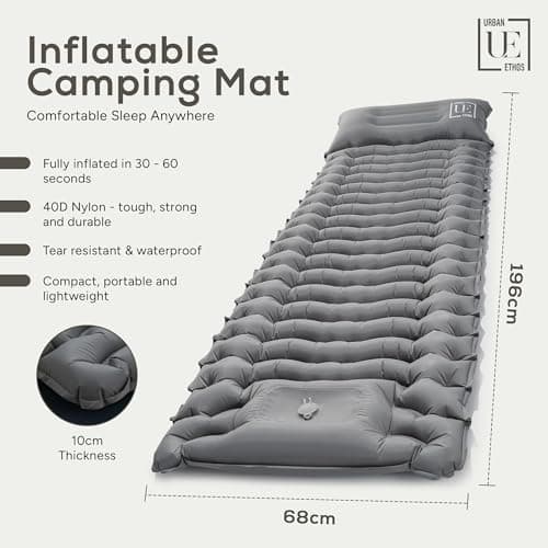 Urban Ethos UK 10cm Inflatable Camping Sleeping Mat with Foot Pump & Pillow — view 2