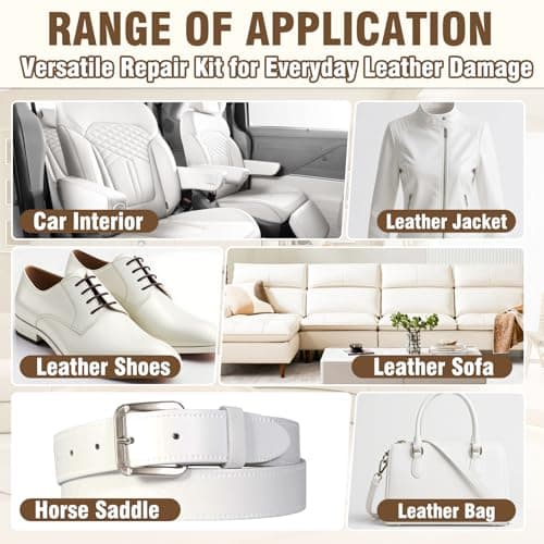 Cream Leather Repair Kit for Furniture, Vinyl Repair Kit for Car Interior, Sofa, Purse and Jacket, Restore Any Material with Super Easy Instructions to Fix Scratches, Tears, Holes, Peeling — view 6