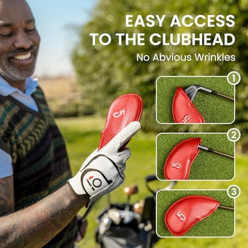 FINGER TEN Golf Club Iron Head Covers Pu Leather 12 Pack(Red) — view 4