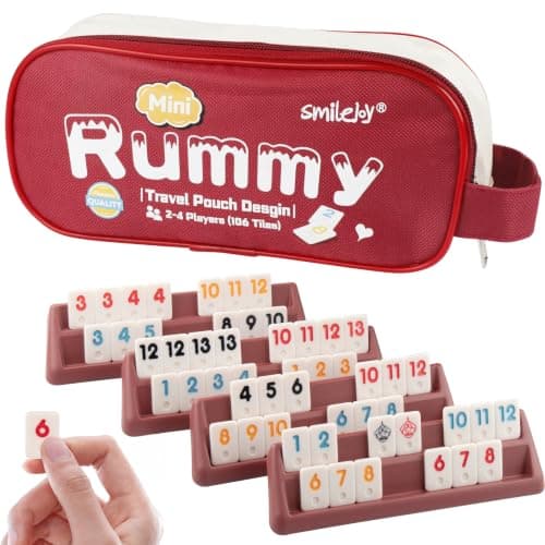 Smilejoy Mini Rummy Cube Game,Travel Rummy 106 Tiles with Canvas Bag