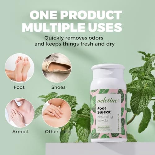 veletine Foot Deodorant & Shoe Deodorizer Powder, Foot Powder for Smelly - Sweat-Absorbing & Feet Odor Eliminator for Men & Women, Travel Size（30g/1.05 oz) — view 6