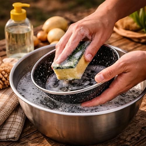 Navoys Enamel Camping Bowl - Black, Heat Resistant, Ideal Accessory for Camping, Picnic, Hiking, Fishing (1 Bowl) — view 6