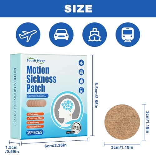 BUTBU Motion Sickness Patches, 36 Counts Travel Sickness-Patches, Nausea Relief & Anti Sickness, Motion Sea Sickness Patch for Car, Cruise Essentials and Airplane Trips, Fast Effective Lasts 72 Hours — view 4