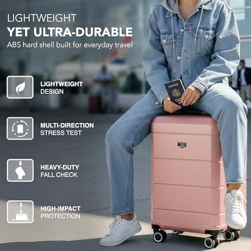 LUGG 20-Inch Jetset Lightweight Cabin Suitcase, ABS Hard Shell, Water-Resistant Carry-On Luggage, TSA-Approved Lock, 4 Spinner Wheels, 3-Step Telescopic Handle, EasyJet Overhead, 55 x 35 x 23 cm — view 3