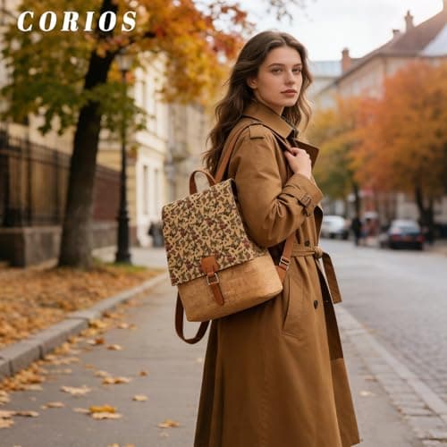 CORIOS Boho Backpack Women Daypacks with Ethnic Pattern Bohemian Style Shoulder Handbag Multipurpose Convertible Purse Teenager School Bag Bookbag Cork Fabric Rucksack for Travel Outdoor Rose Gold — view 2