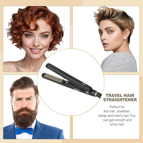 Mini Hair Straighteners, Travel Small Ceramic Flat Iron, Dual Voltage — view 2