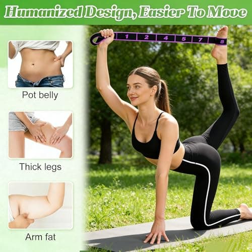 Resistance Bands Set, 3 Pack Yoga Stretch Straps with 8 Numbered Loops & Handles, Non-Slip Elastic Bands for Pilates, Yoga, Fitness, Home Gym, Women & Men(Red+Black+Blue) — view 4