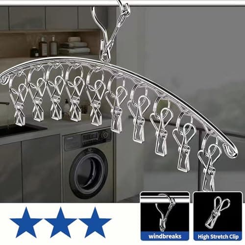 Aiweijia 2 Pack Folding Sock Dryers, 10 Pegs, Stainless Steel Hangers — view 3