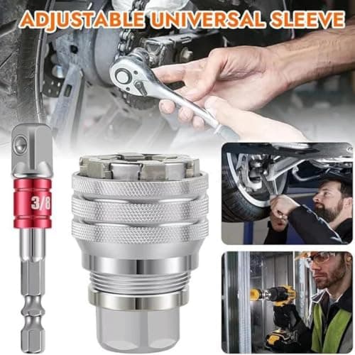FiTspi Universal Adjustable Socket Wrench for Standard Metric 10-19mm, Multi-Function Maintenance Tool, 3/8 Inch Hex Wrench Adapter Kit for Drilling and Fastening Cool Gadgets — view 2
