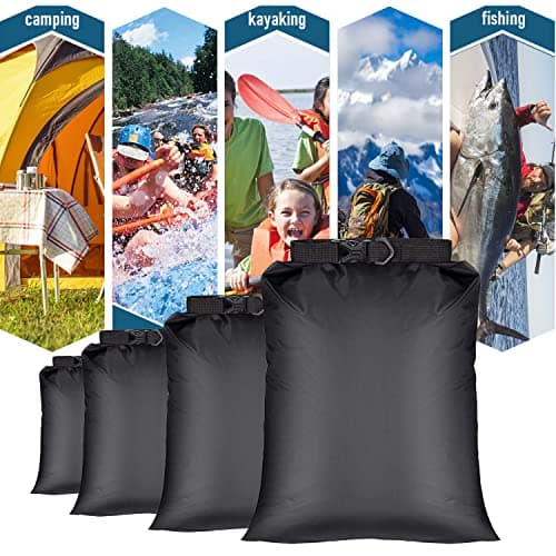 DRERIO 6 PCS Dry Bags Waterproof Dry Bag Set Dry Sack Small Dry Bags Rucksack Liner Black Canoe Bags Water Resistance for Camping Hiking Backpacking Kayaking Home Storage — view 5