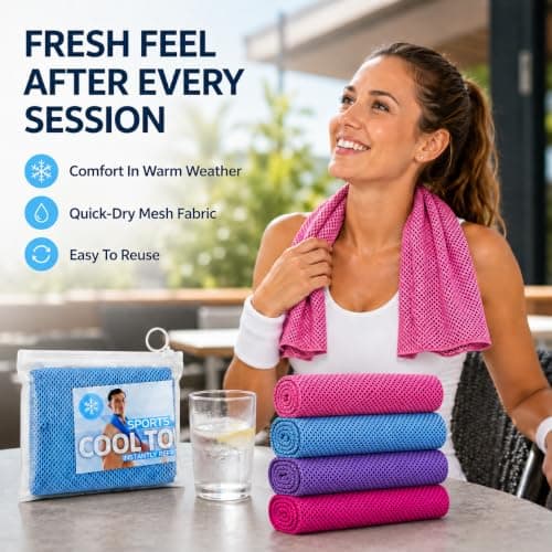 GHKJOK 4 Sports Towels, 30 x 80 cm Microfibre Mesh with Zip Pouch — view 2